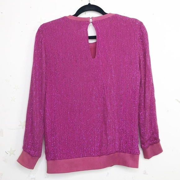 Mlv fuscia sequin Keyhole back blouse - Picture 5 of 11